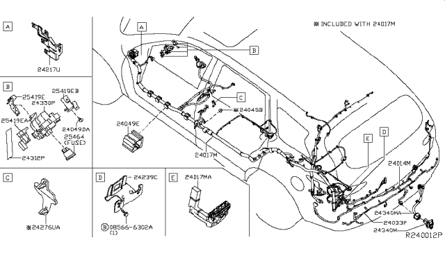2019 Nissan Pathfinder Bracket-Fuse Block Diagram for 243173JA0B