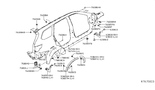 2018 Nissan Pathfinder  Plug-Front Floor Diagram for 0165800673
