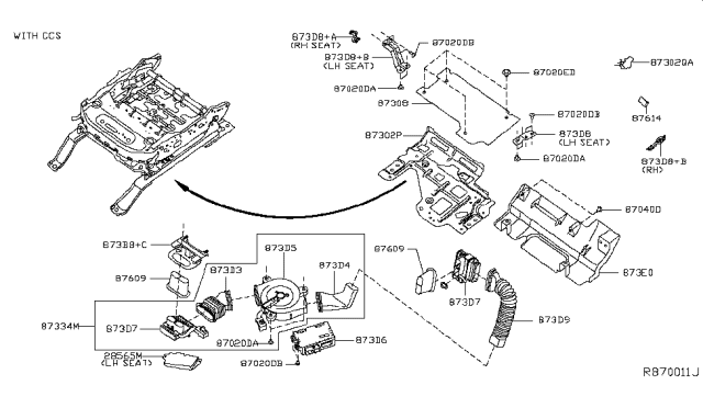 2014 Nissan Pathfinder  Bracket-Connector Diagram for 873023JA0A