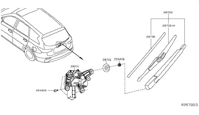 2014 Nissan Pathfinder  Motor Rear Windshield WIPER Diagram for 287103KA0A