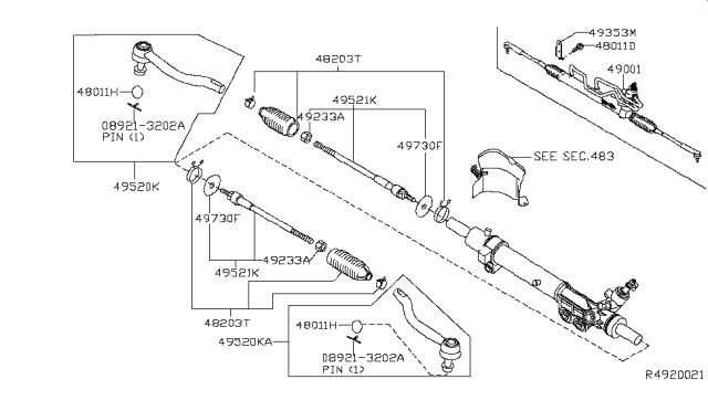 2019 Nissan Pathfinder  Bracket-Power Steering Tube Diagram for 497303JB0A