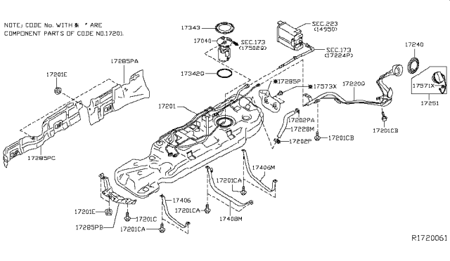 2014 Nissan Pathfinder  Tube Assy-Filler Diagram for 172213JA1A