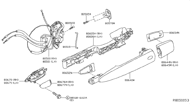 2019 Nissan Pathfinder  Front Door Lock Actuator Motor, Right Diagram for 805009PM0A