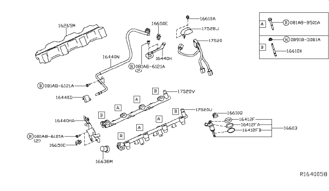 2017 Nissan Pathfinder  Bracket - Fuel Hose Diagram for 175286KA1A