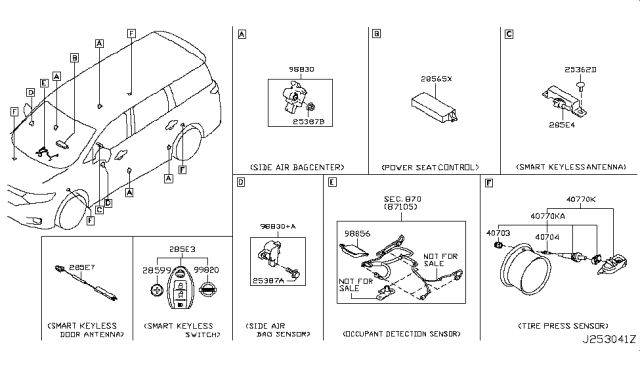 2016 Nissan Quest Tpms Tire Pressure Monitoring Sensor Diagram for 407705ZH0A