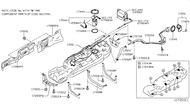 2013 Nissan Quest Clip Diagram for 17573EA00A