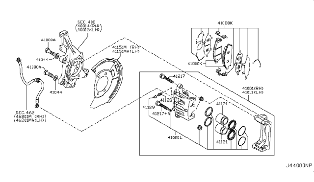 2016 Nissan Quest  Front Brake Pads Kit Diagram for D10601JA0A