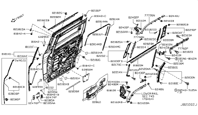 2012 Nissan Quest Mounting-Slide Door Outside, RH Diagram for 828201JA0A