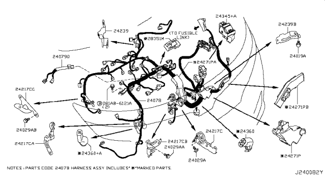 2012 Nissan Quest  Protector-Harness Diagram for 242711AA1A