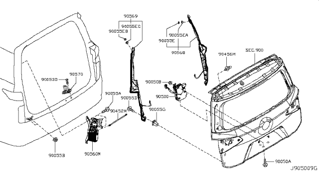 2015 Nissan Quest Clip Diagram for 908071JA0B