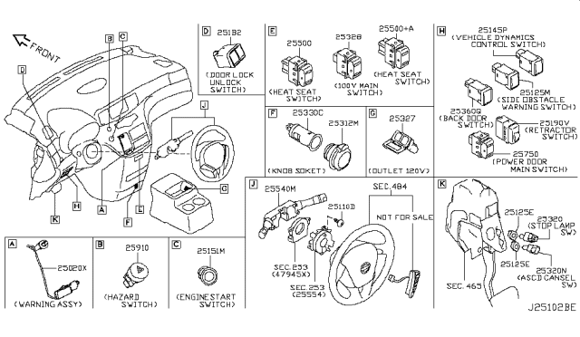 2013 Nissan Quest  Switch Assembly - Vehicle Dynamics Control Diagram for 251451KA0A