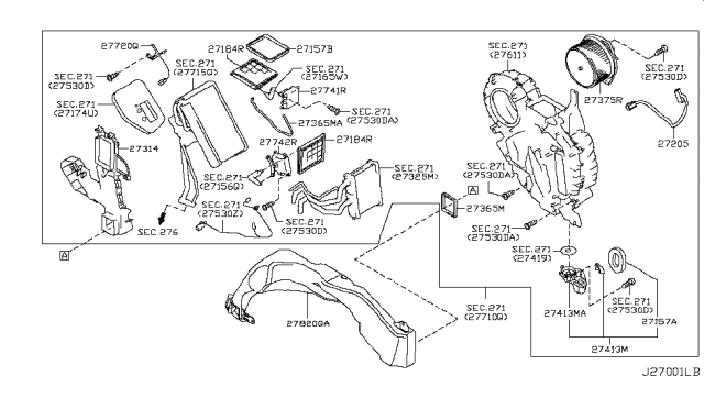 2012 Nissan Quest  Packing Diagram for 274171JA0A