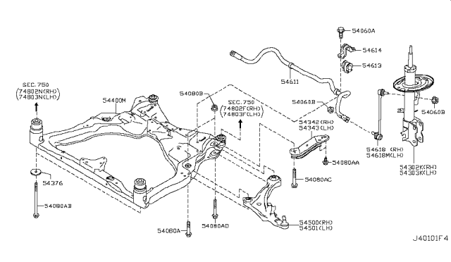 2012 Nissan Quest  Stopper-Insulator, Rebound LH Diagram for 543411AA0A