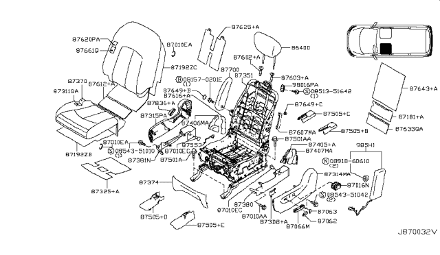 2011 Nissan Quest  Cap-Seat Back Diagram for 876491JB7C