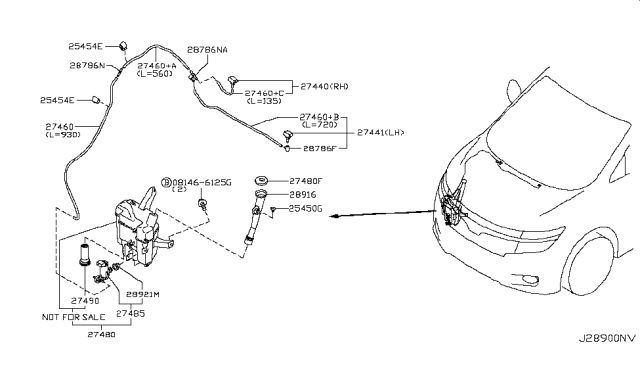 2012 Nissan Quest  Inlet-Washer Tank Diagram for 289161JA0A
