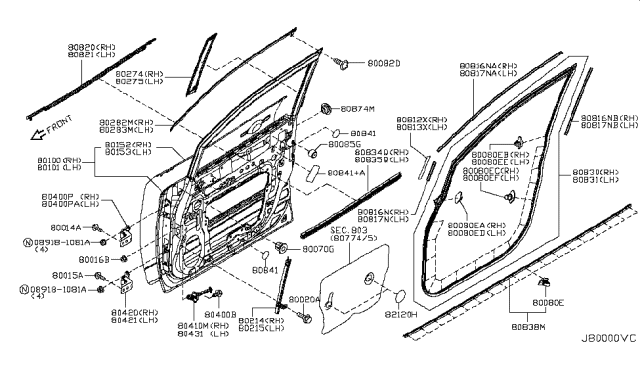 2015 Nissan Quest Screw Diagram for 808991JA0A