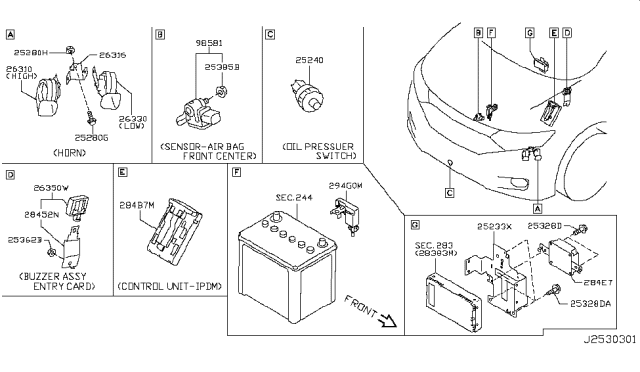2015 Nissan Quest  Horn Assembly - Electric Low Diagram for 256201JA0A