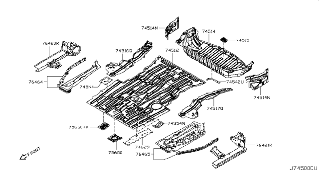 2013 Nissan Quest  Floor-Rear, Rear Side LH Diagram for 745331JA1A