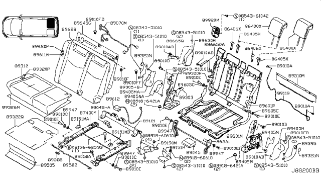 2014 Nissan Quest  Screw Diagram for 890A01JD0A