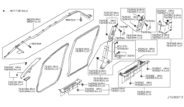 2011 Nissan Quest  GARNISH Assembly-Front Pillar, LH Diagram for 769121JA0A