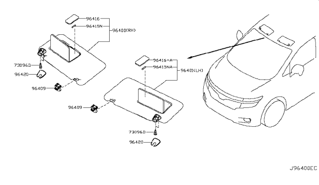 2017 Nissan Quest  Lens-Vanity Mirror Diagram for 264421LA0A