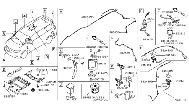2017 Nissan Quest  Display Assembly - Av Diagram for 280A01JA0A