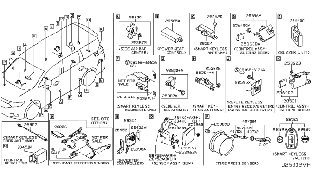2013 Nissan Quest  Control Assembly-Power Seat Diagram for 285651JA0A