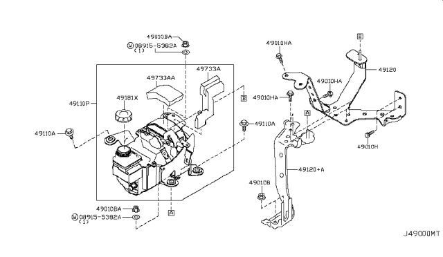 2011 Nissan Quest  Cap - Reservoir Tank Diagram for 491811JA0B