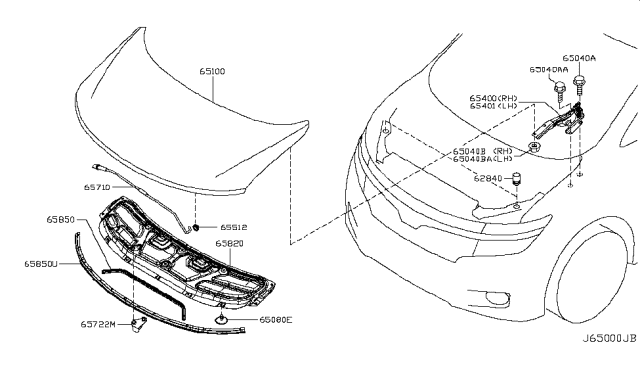 2014 Nissan Quest  INSULATOR Hood Diagram for 658401JA0A