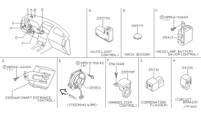 2000 Nissan Maxima Flasher Unit Diagram for 2573172B00