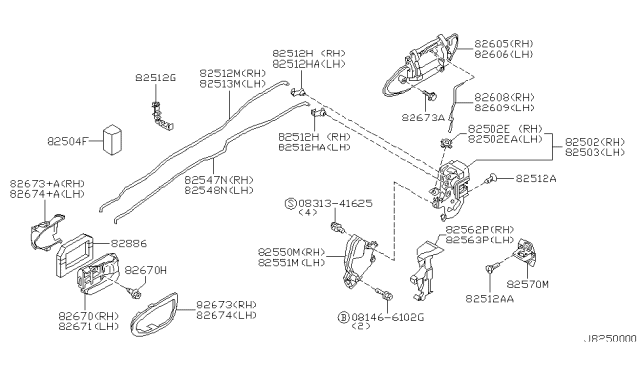 2001 Nissan Maxima Front Driver Side Door Lock Actuators Diagram for 82503AA210