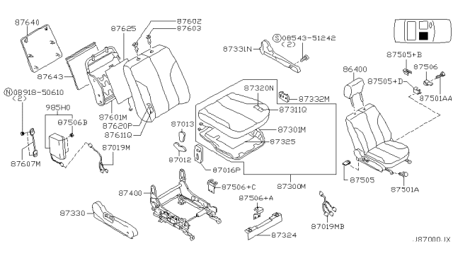 2002 Nissan Maxima Harness-Front Seat Diagram for 870192Y110