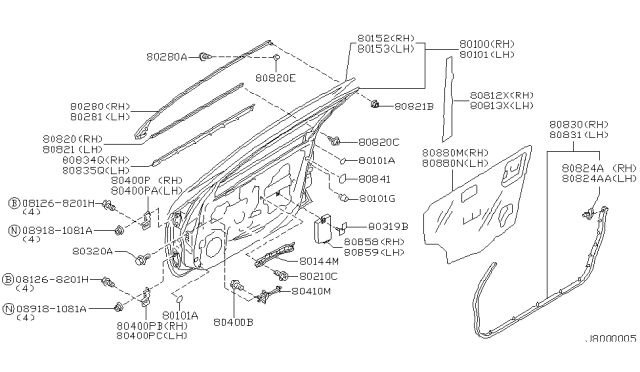 2000 Nissan Maxima Tape-Front Door Outside, RH Diagram for 808122Y000