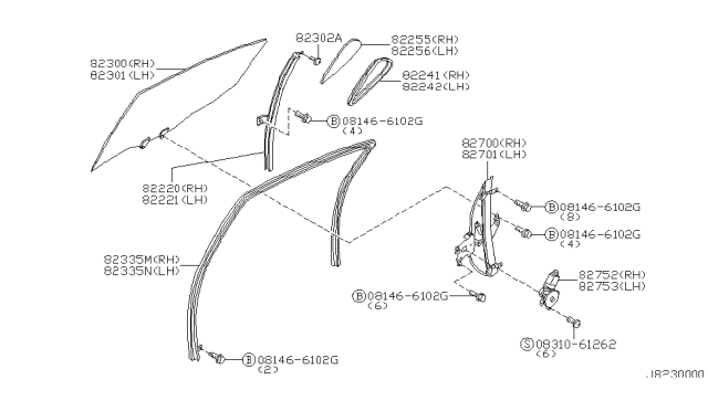 2002 Nissan Maxima Glass Run-Rear Door Window, RH Diagram for 823302Y012