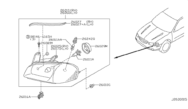 2000 Nissan Maxima  Clip Diagram for 263982Y000