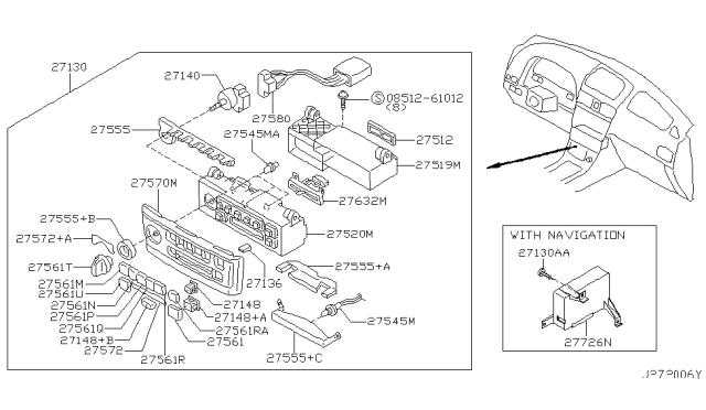 2002 Nissan Maxima  Control Assembly Diagram for 275102Y920