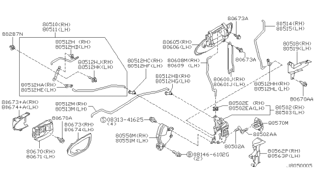 2000 Nissan Maxima  Holder-Rod Diagram for 80532AA100
