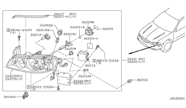 2003 Nissan Maxima  Bulb Diagram for 2626189967
