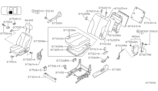 2001 Nissan Maxima  Rod-Air Bag, Front Seat Diagram for 8760789900