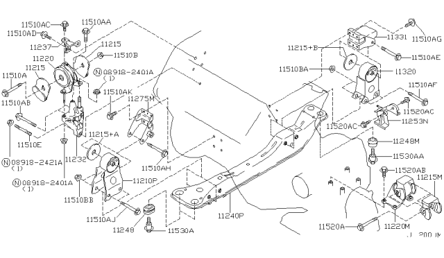 2002 Nissan Maxima Bolt Diagram for 112985V101