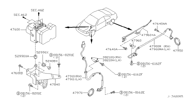 2002 Nissan Maxima Insulator-Valve Mounting Diagram for 52990AL501