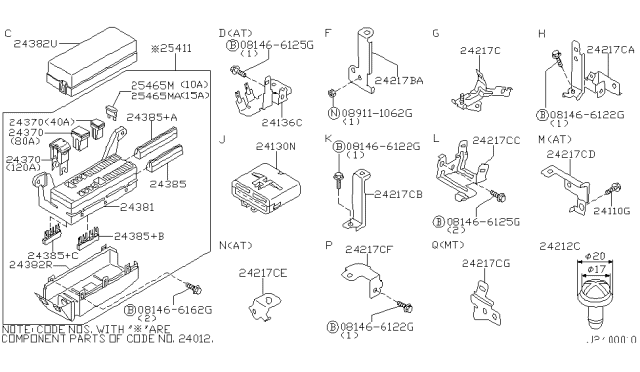 2000 Nissan Maxima Connector Assy-Fusible Link Diagram for 2437079917