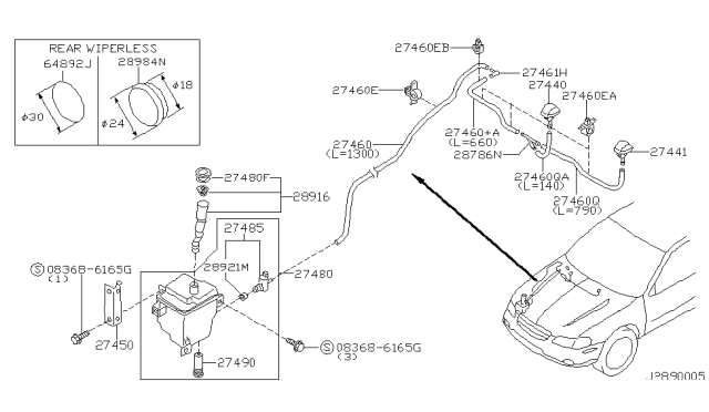 2000 Nissan Maxima Clip Diagram for 2894510Y00
