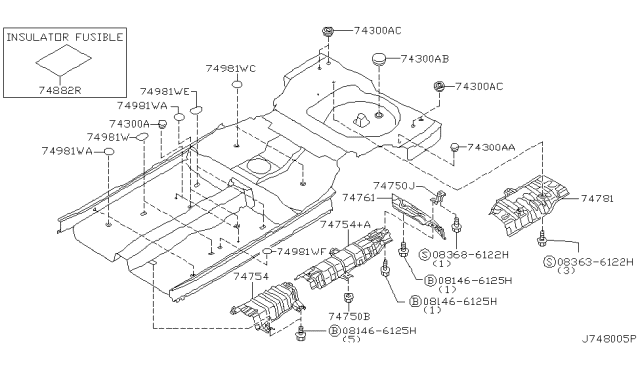 2002 Nissan Maxima  Cover-Hole Diagram for 748490E010