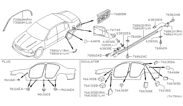 2002 Nissan Maxima URETHANE Pad Diagram for 7688471L02