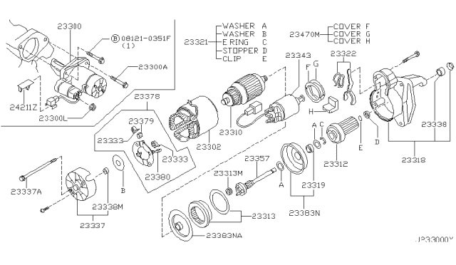 2001 Nissan Maxima  Motor Assy-Starter Diagram for 233002Y900