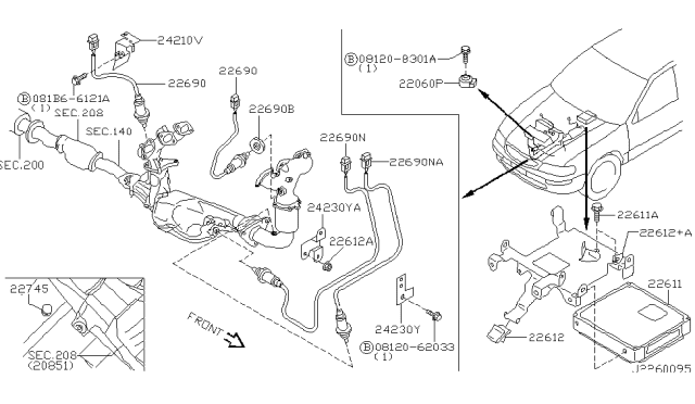 2002 Nissan Maxima  Grommet Diagram for 9087943U00