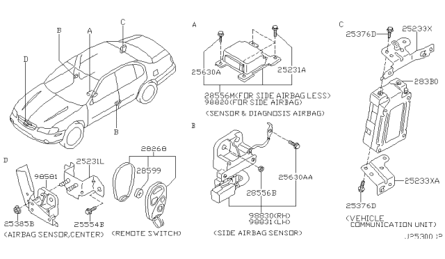 2000 Nissan Maxima  Sensor & Diagnosis-Air Bag Diagram for 285563Y025