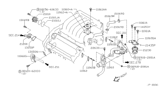 2001 Nissan Maxima  Clamp-Hose Diagram for 1643953J00
