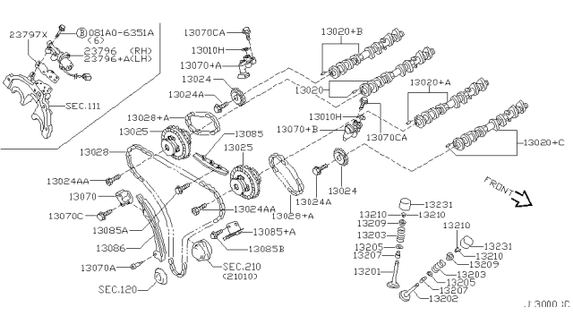 2003 Nissan Maxima Bolt-Sprocket, Camshaft Diagram for 1301231U12